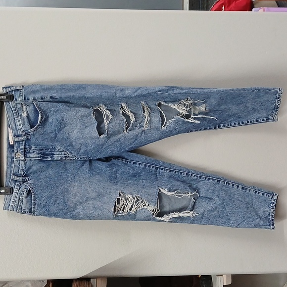 SO Denim - “SO” Distressed High Rise Mom Jeans Size 15